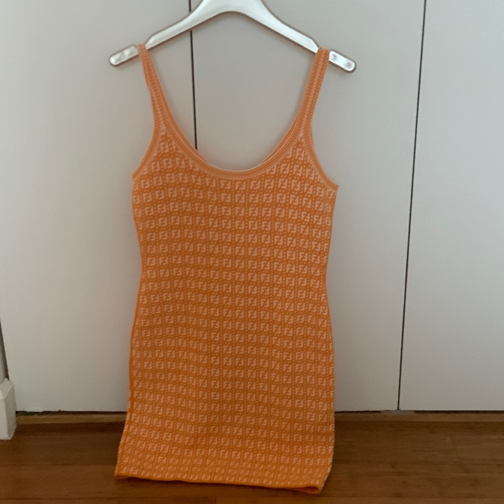 Fendi Orange Knit Tank Dress